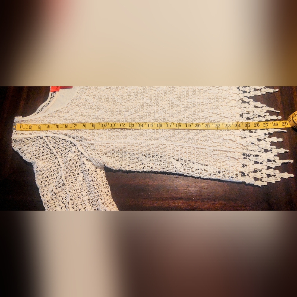 Vtg V Cristina Lace Overlay Blouse Ivory Sz L - Picture 7 of 10